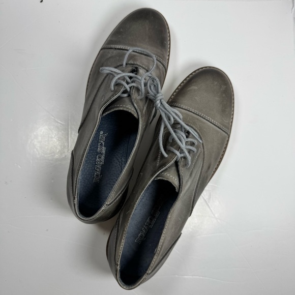 Romano Sicari Gray Leather Oxford Shoes Sz 38 7.5 Women Made in Italy Academia - Picture 6 of 13